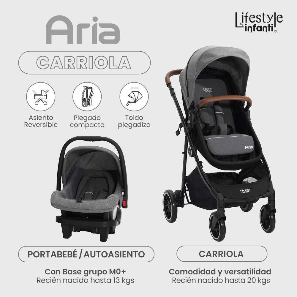 Carriola Sistema de Viaje,  Lifestyle by infanti  Aria Gris