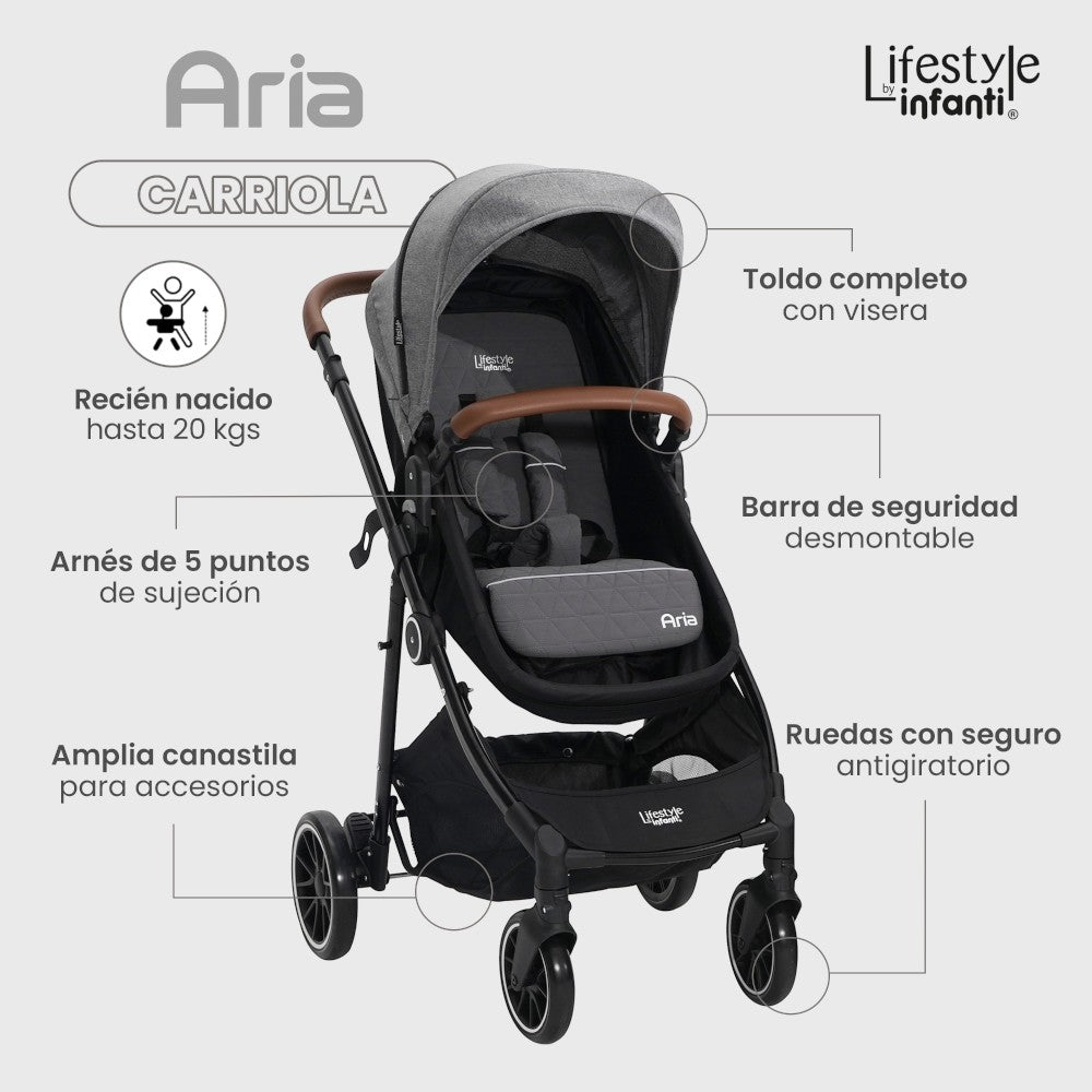 Carriola Sistema de Viaje,  Lifestyle by infanti  Aria Gris