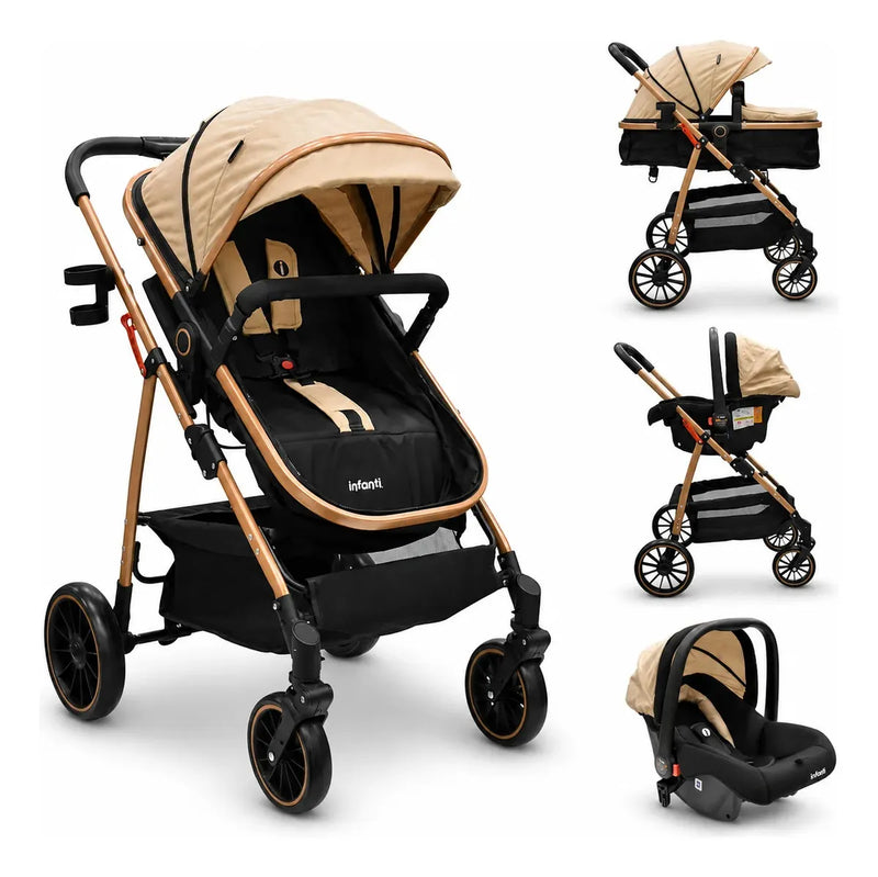 Carriola Travel System Welly Negro Con Portabebé y Asiento Reversible