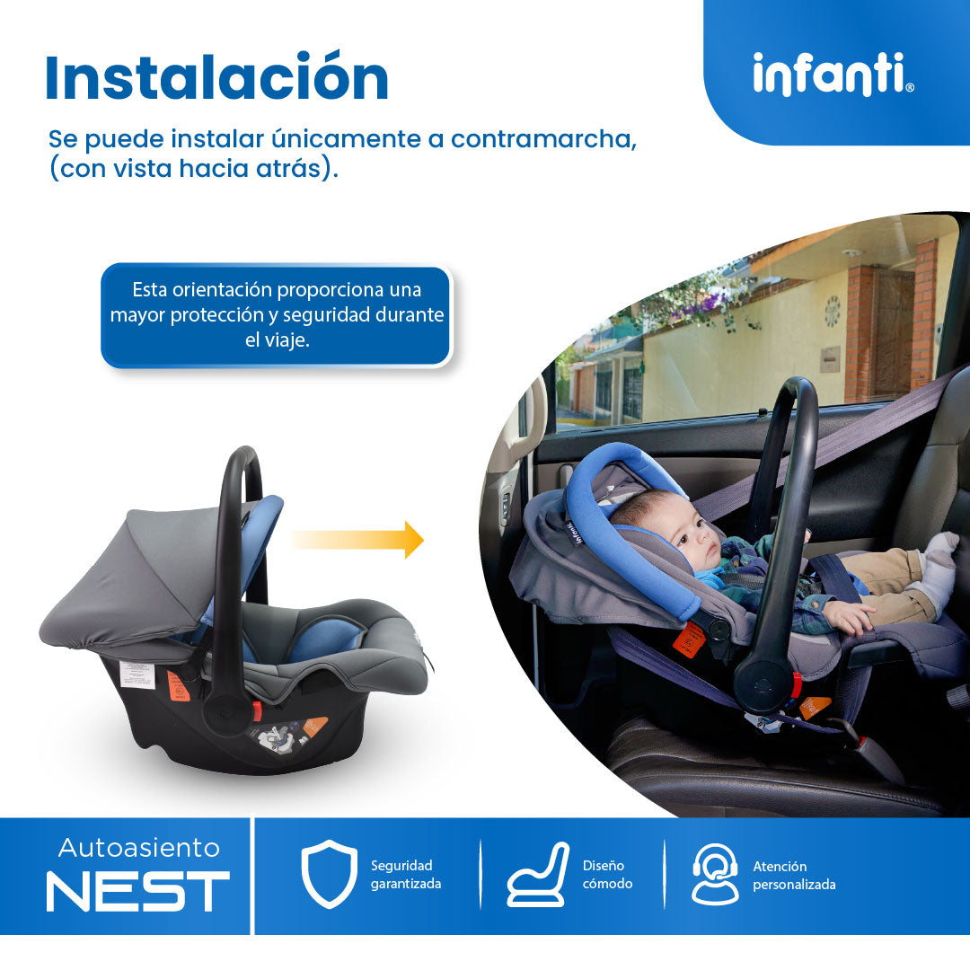 Autoasiento Portabebé Nest  Con Anclaje Universal y Soporte Acolchado