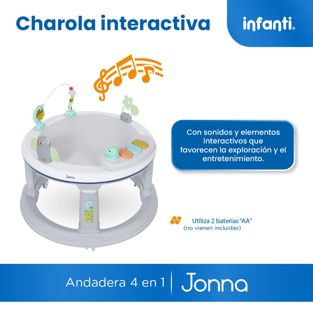 Andadera 4 en 1 Jonna Con Asiento Giratorio 360° y Centro de Entretenimiento