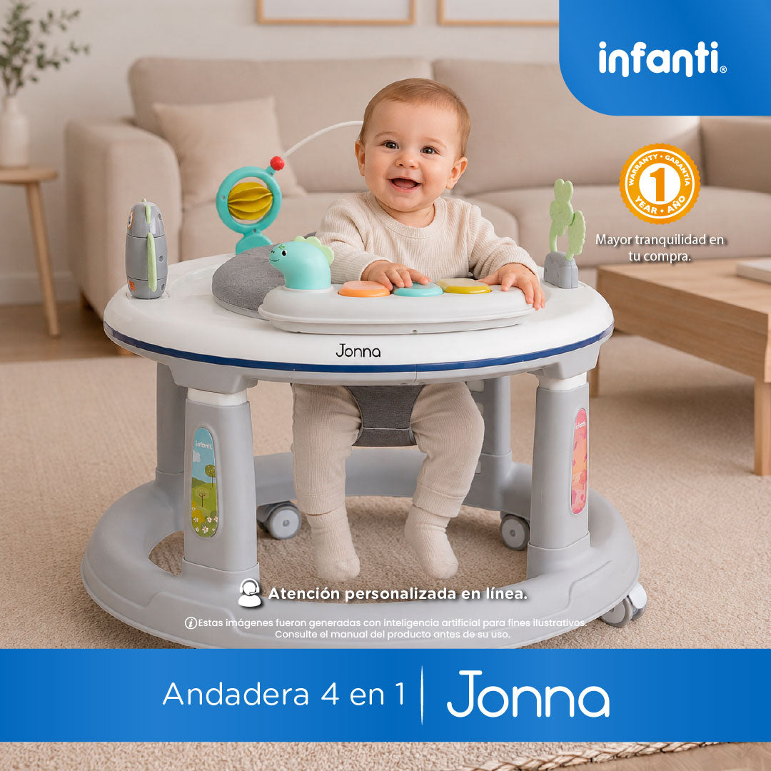 Andadera 4 en 1 Jonna Con Asiento Giratorio 360° y Centro de Entretenimiento