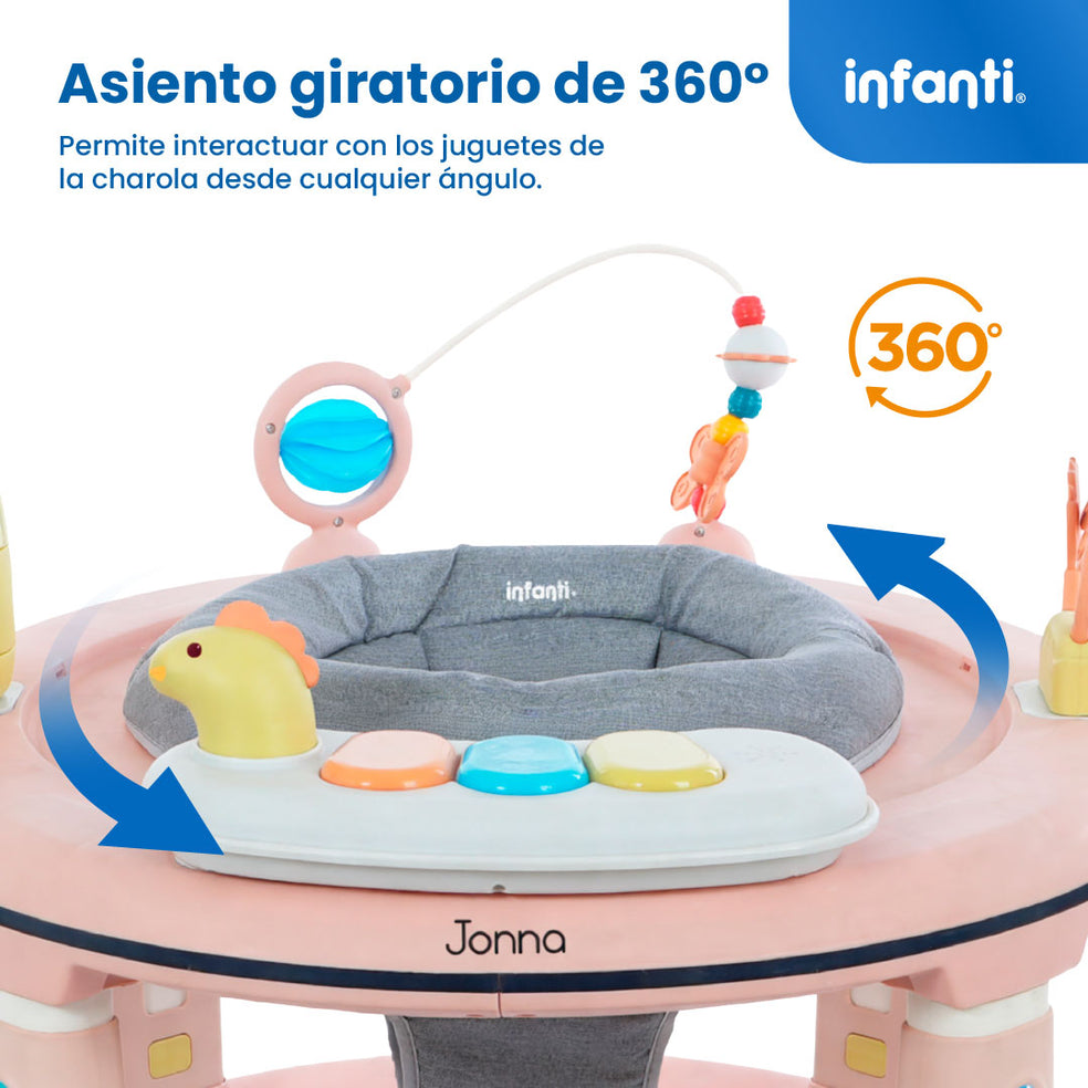 Andadera 4 en 1 Jonna Con Asiento Giratorio 360° y Centro de Entretenimiento