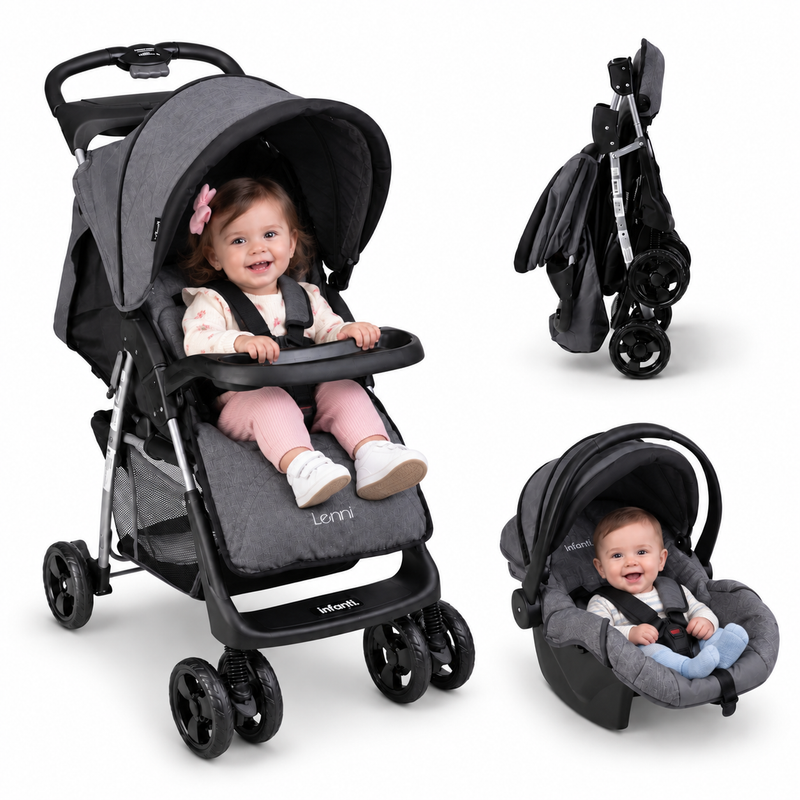 Carriola Travel System Lenni Con Portabebé y Plegado a Una Mano, Infanti