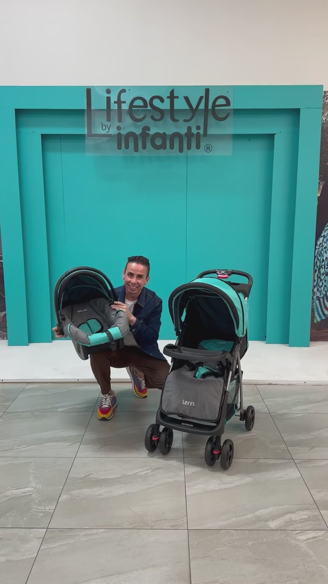 Carriola Travel System Lenni Con Portabebé y Plegado a Una Mano