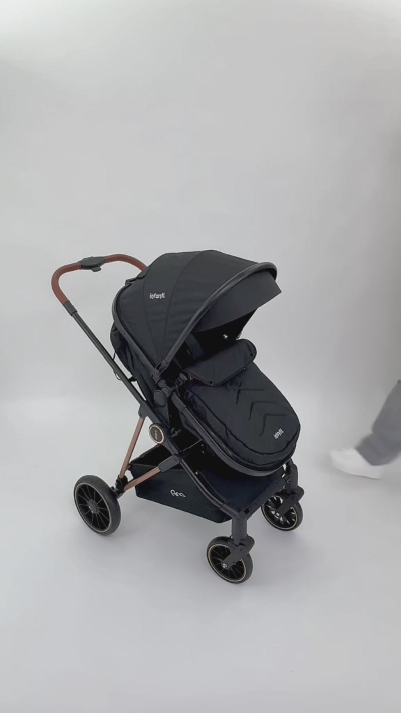 Carriola Travel System Ana Negro Con Asiento Reversible y Portabebé